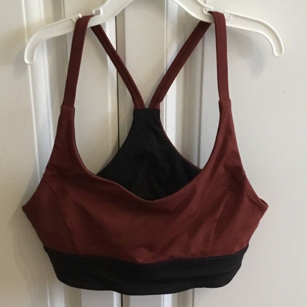 Lululemon Half Top Athletic Sports Bra Size 8 Ladies Rusty Brown Color